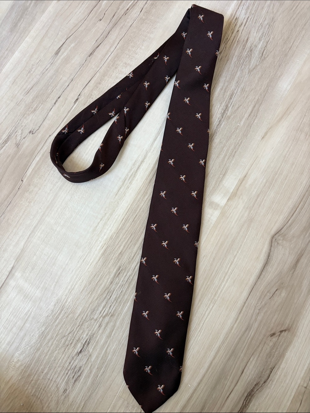 Rare vintage Young Quinlan tie! 
Brown Men's Tie with rare pheasant Pattern
